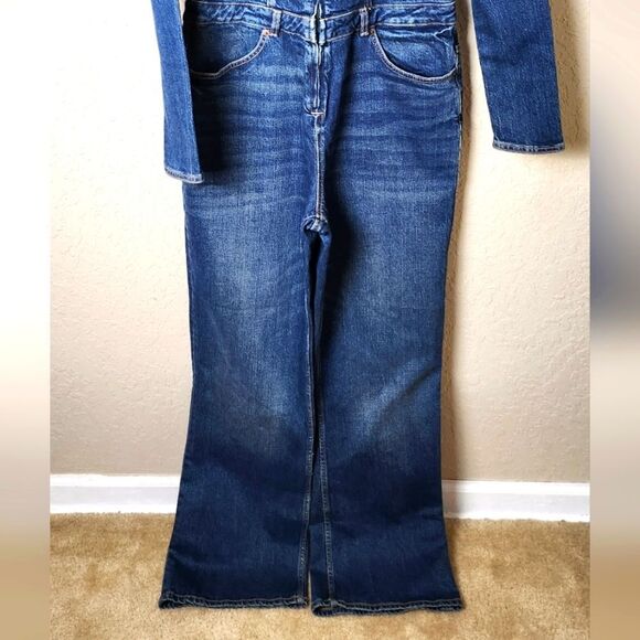 Zara Full Denim Jumpsuit With Front Zip Long Sleeve Size XL - Picture 7 of 11